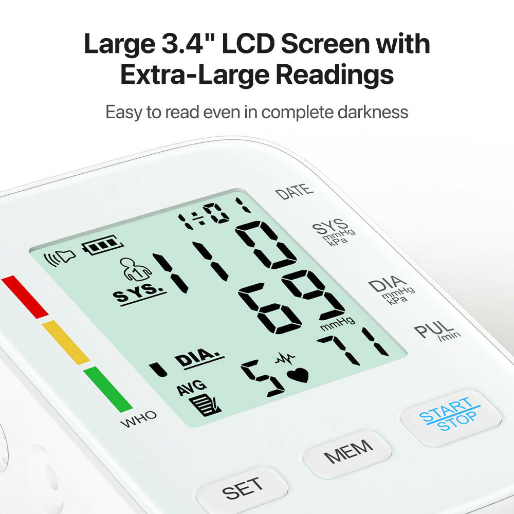 Blood Pressure Monitor V8 Pro – Fully automatic measurement with clinically tested accuracy, comfortable cuff, and arrhythmia detection for precise results