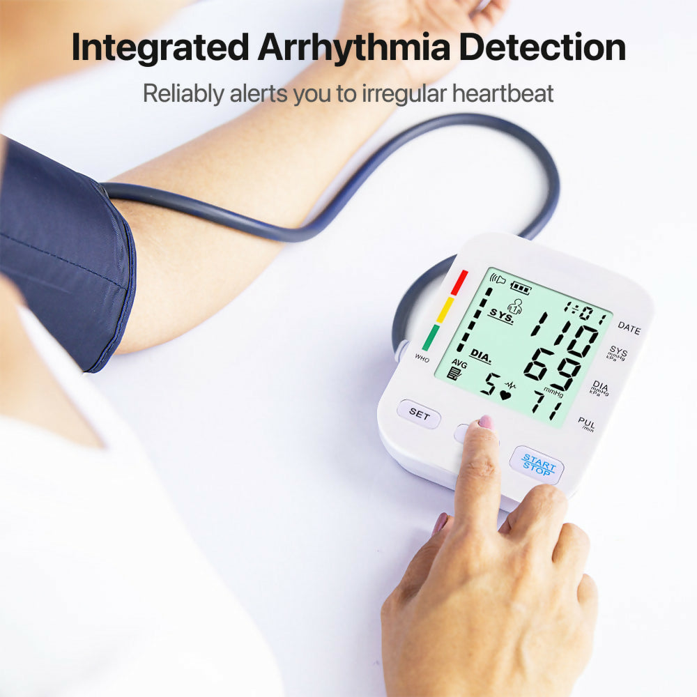 Blood Pressure Monitor V8 Pro – Fully automatic measurement with clinically tested accuracy, comfortable cuff, and arrhythmia detection for precise results