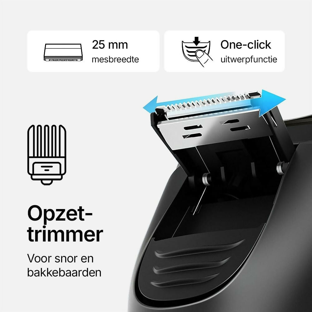 Ultraprecies scheerapparaat voor mannen met pop-up trimmer / Voor nat en droog gebruik / Waterdicht elektrisch scheerapparaat met LED-display / 60 min. accuduur