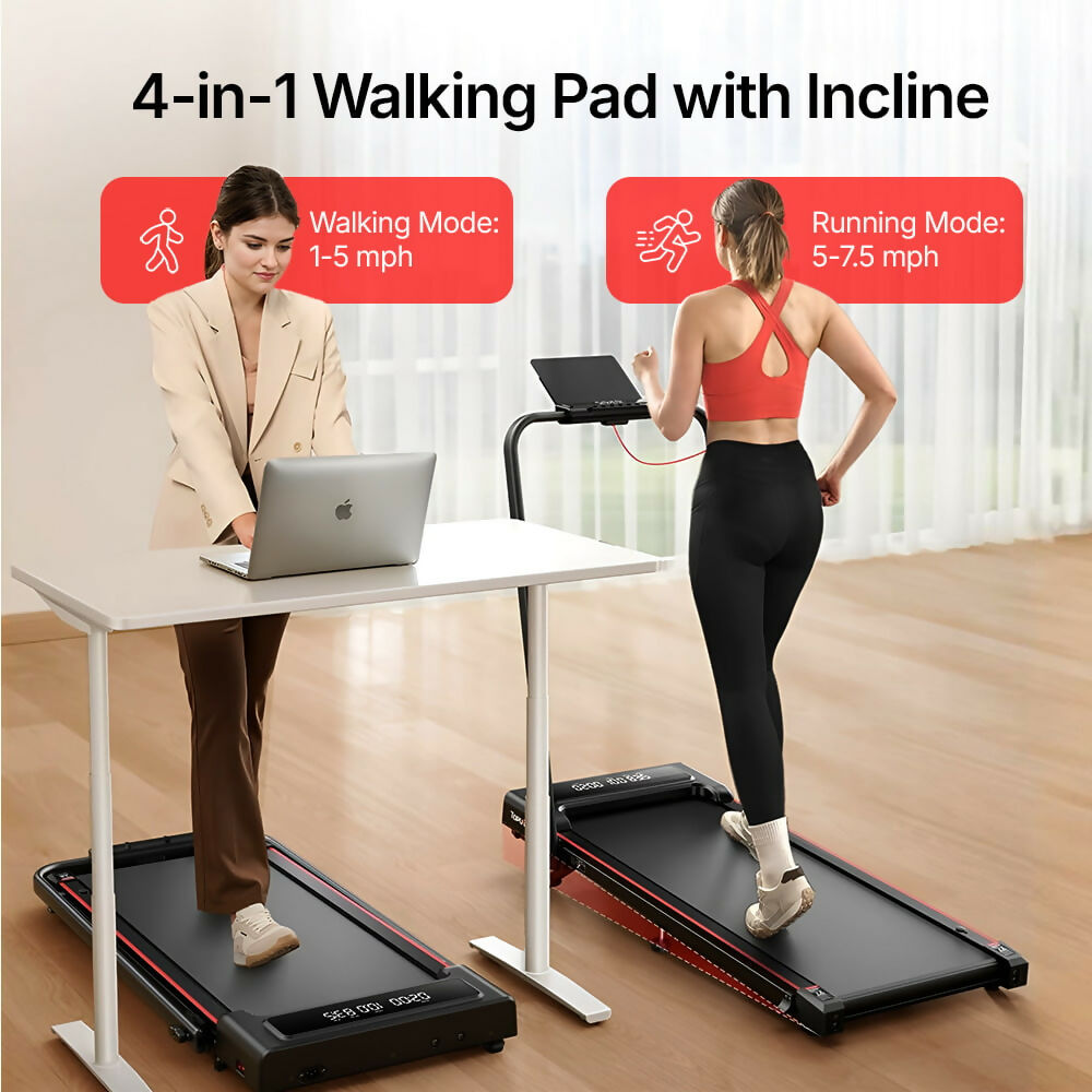 Treadmill for Home & Office with Incline / Foldable Walking Pad up to 7.5 mph / 2.5 HP Motor with App & Remote Control