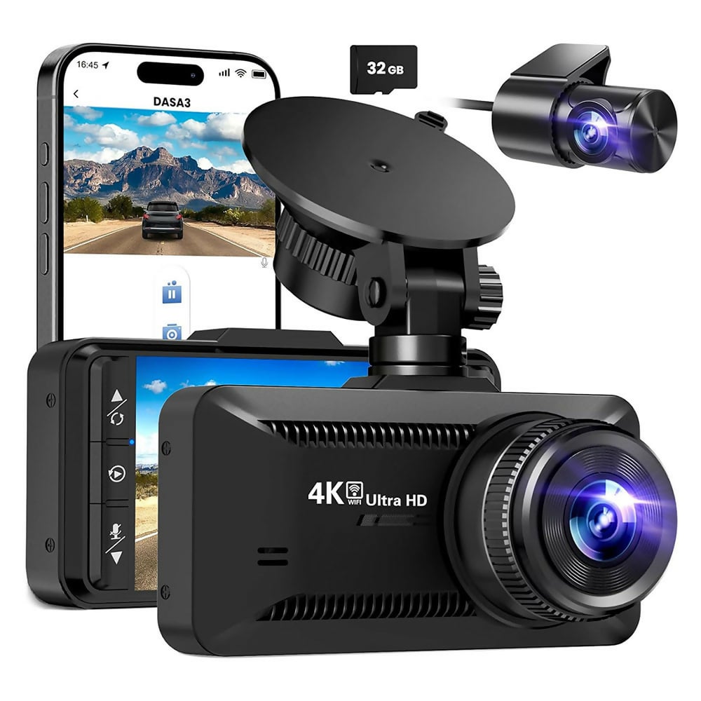 4K Dashcam Pro – Ultra HD-opnames met voor- en achtercamera’s, nachtzicht en 24/7 bewaking