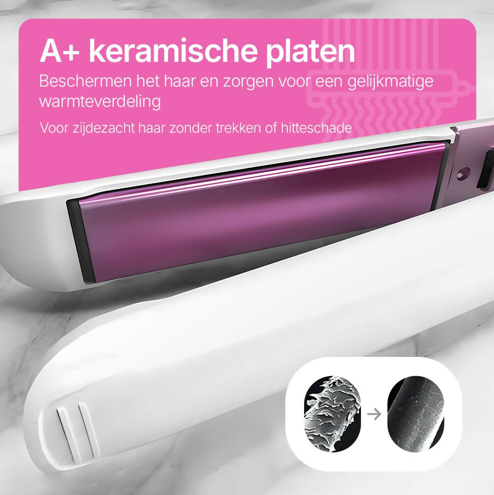Stijltang met anti-frizz effect / Negatieve ionentechnologie / Voor steil haar & krullen / 12 temperatuurinstellingen van 120 tot 230°C / Digitaal display / 360° draaibaar snoer