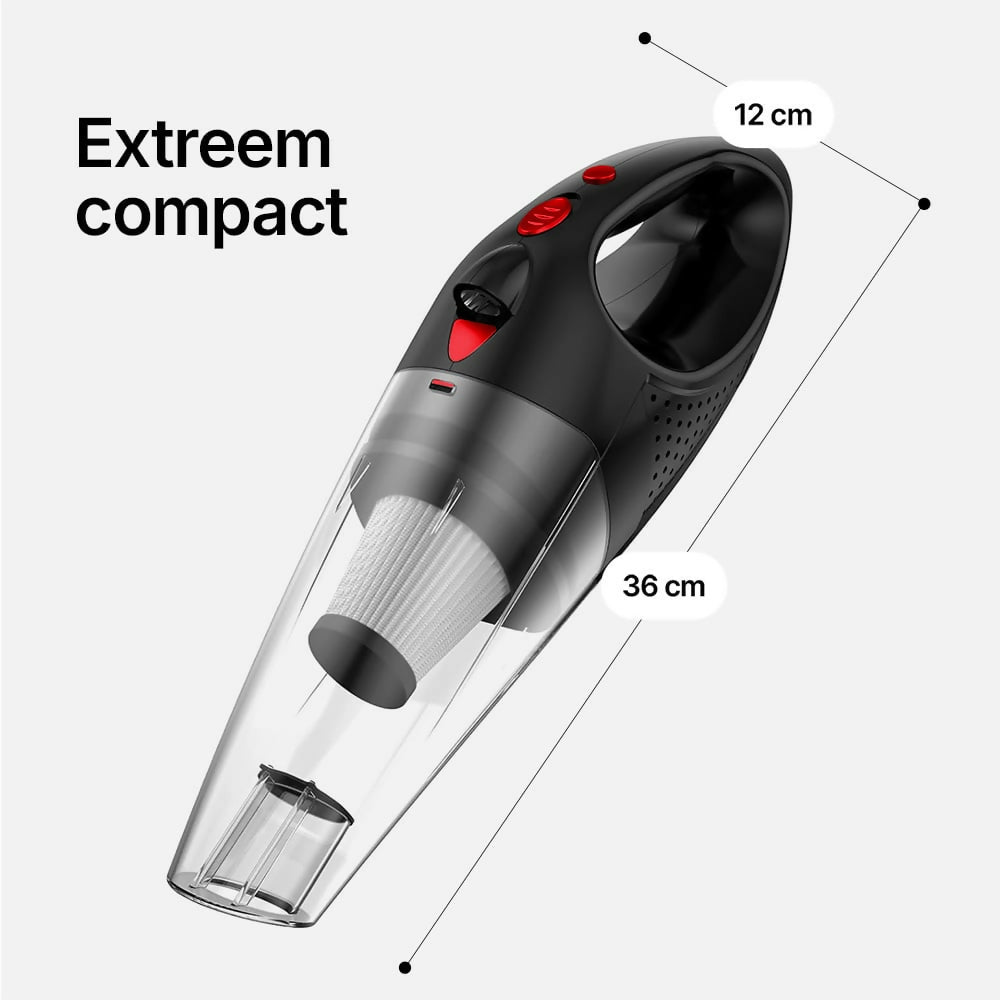 Krachtige draadloze handstofzuiger / Zakloos met LED-licht en snellaadfunctie / Voor nat & droog / Licht en stil