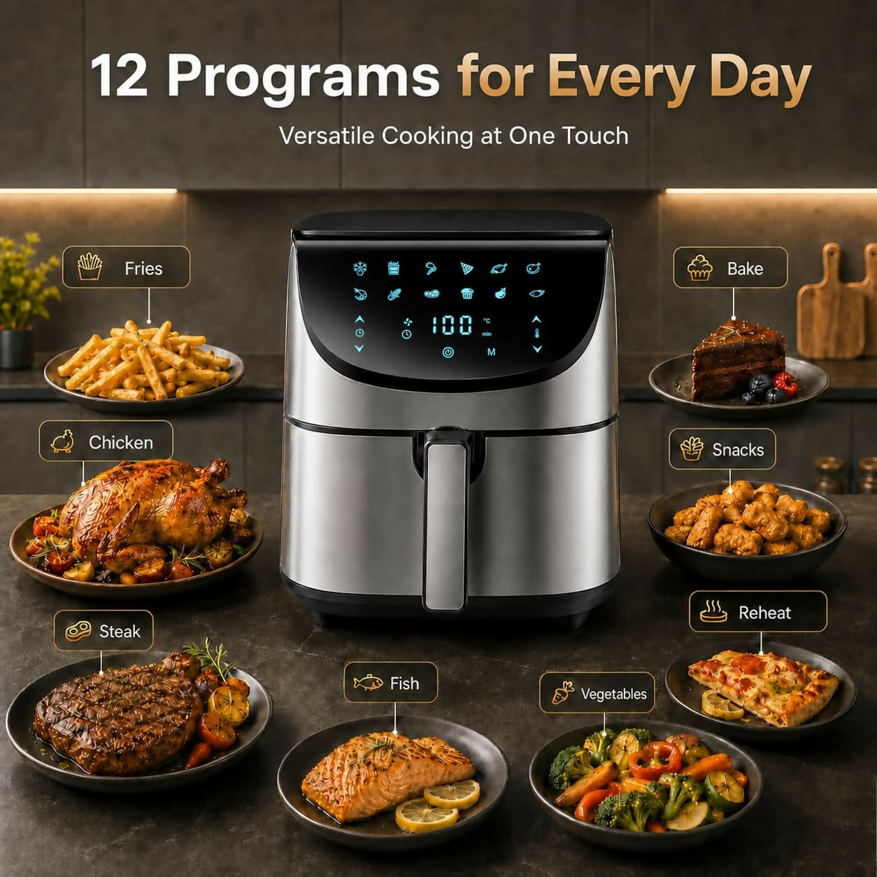 Oryzom AirCrisp Pro – 360° Hot Air Technology with 1700 W for Fast, Healthier Meals