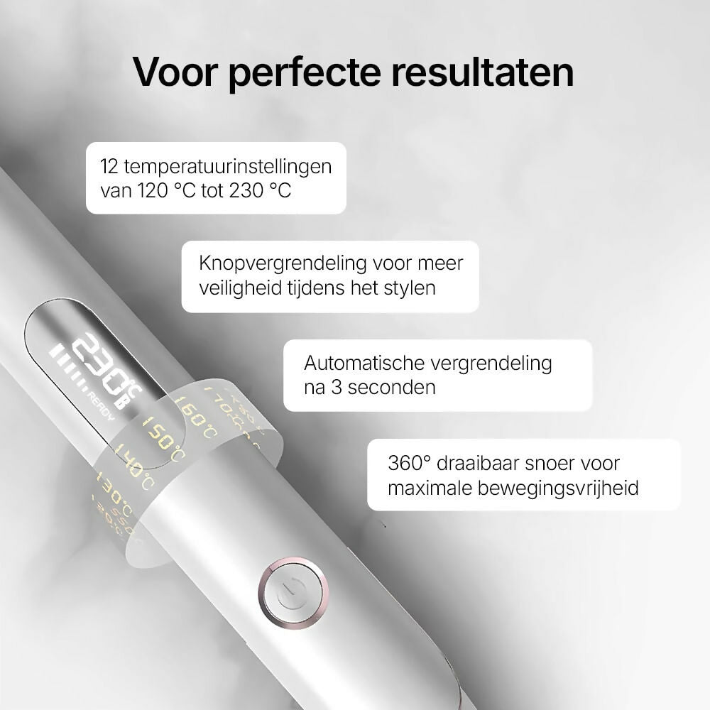 Stijltang met anti-frizz effect / Negatieve ionentechnologie / Voor steil haar & krullen / 12 temperatuurinstellingen van 120 tot 230°C / Digitaal display / 360° draaibaar snoer