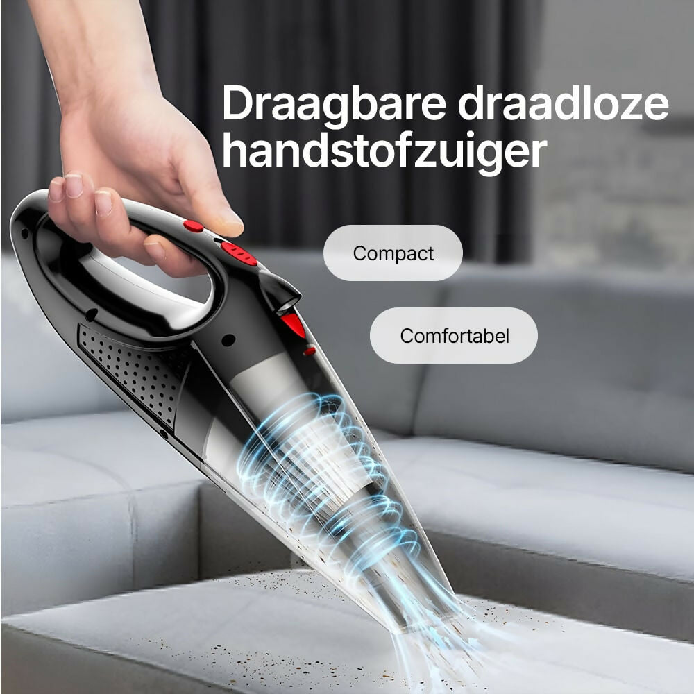 Krachtige draadloze handstofzuiger / Zakloos met LED-licht en snellaadfunctie / Voor nat & droog / Licht en stil