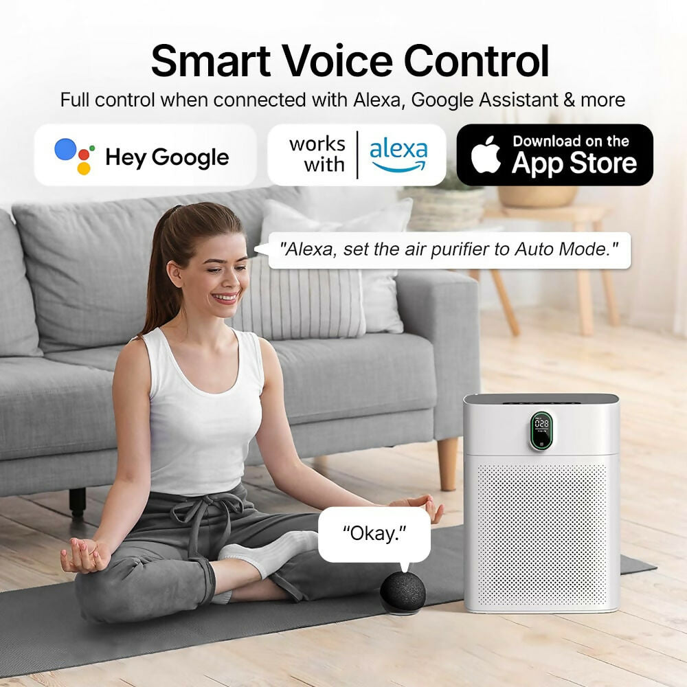 Smart Air Purifier V1 Pro – Powerful HEPA Filtration with PM2.5 Sensor, App & Voice Control for Clean Indoor Air