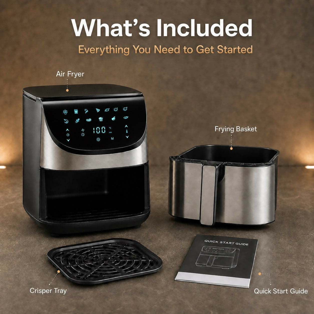 Oryzom AirCrisp Pro – 360° Hot Air Technology with 1700 W for Fast, Healthier Meals