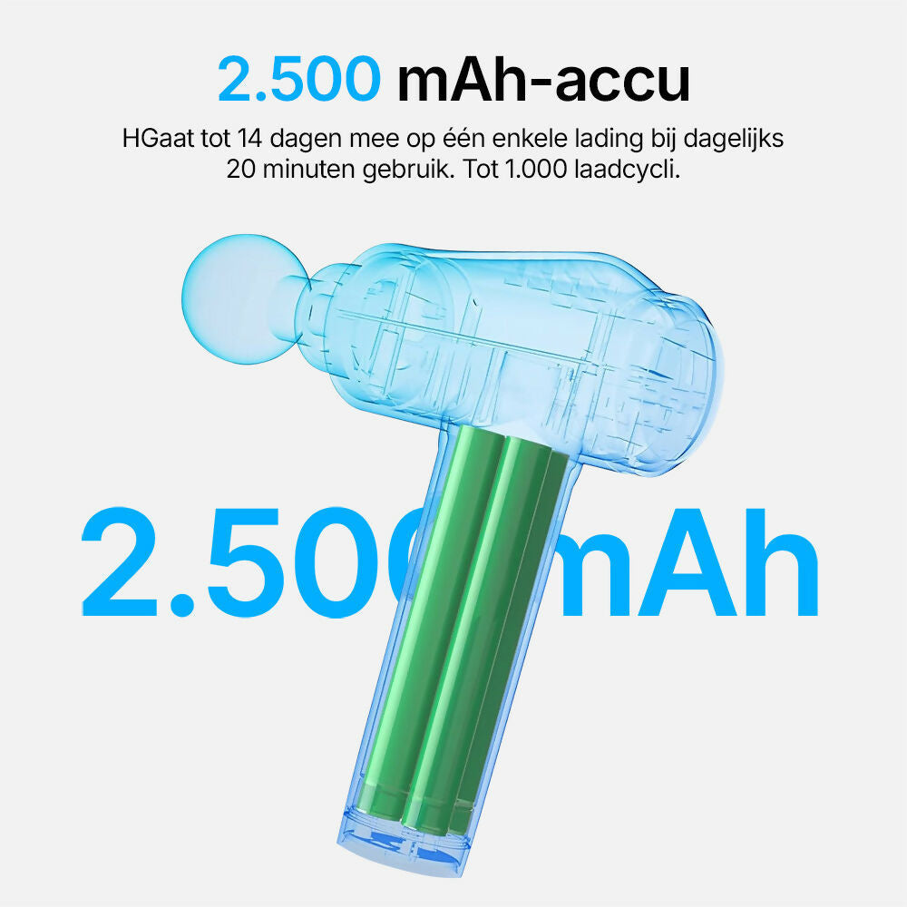 Massagepistool met 30 snelheden / Diepe spiermassage tot 3.600 t/min / 10 massagekoppen voor nek, rug & lichaam / Met LCD-touchscreen