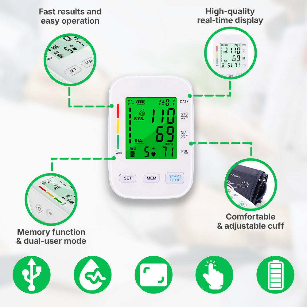 Blood Pressure Monitor V8 Pro – Fully automatic measurement with clinically tested accuracy, comfortable cuff, and arrhythmia detection for precise results